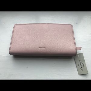 NEW Fossil Caroline wallet cardholder pink leather